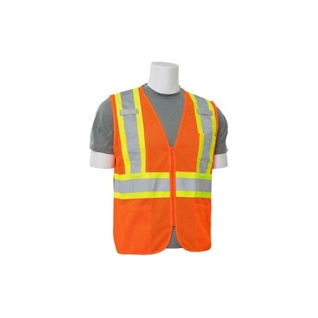 Erb Safety ERB S383P Class 2 Mesh Vest, Hi-Vis Orange, Contrasting Trim, 3XL 61827